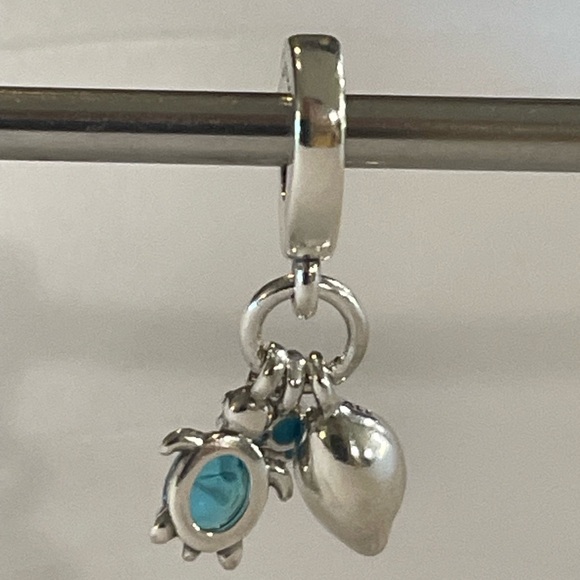 NIB Authentic Pandora Fish, Sea Turtle & Conch Triple Dangle Charm - Picture 7 of 8